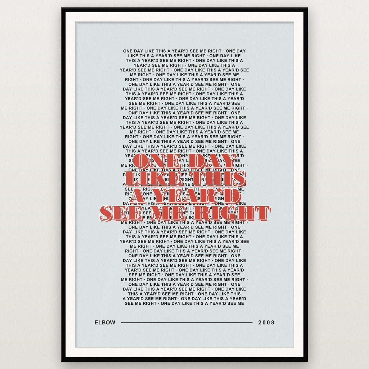 One Day Like This Elbow Lyrics Print
