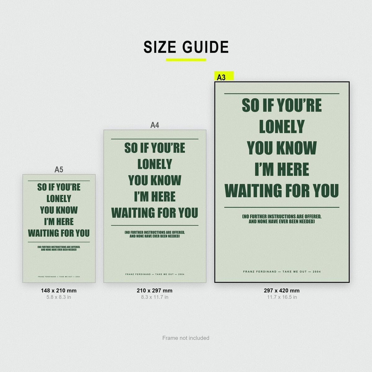 Take Me Out Lyrics Print