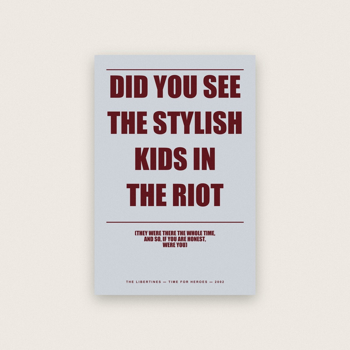 Time For Heroes Lyrics Print