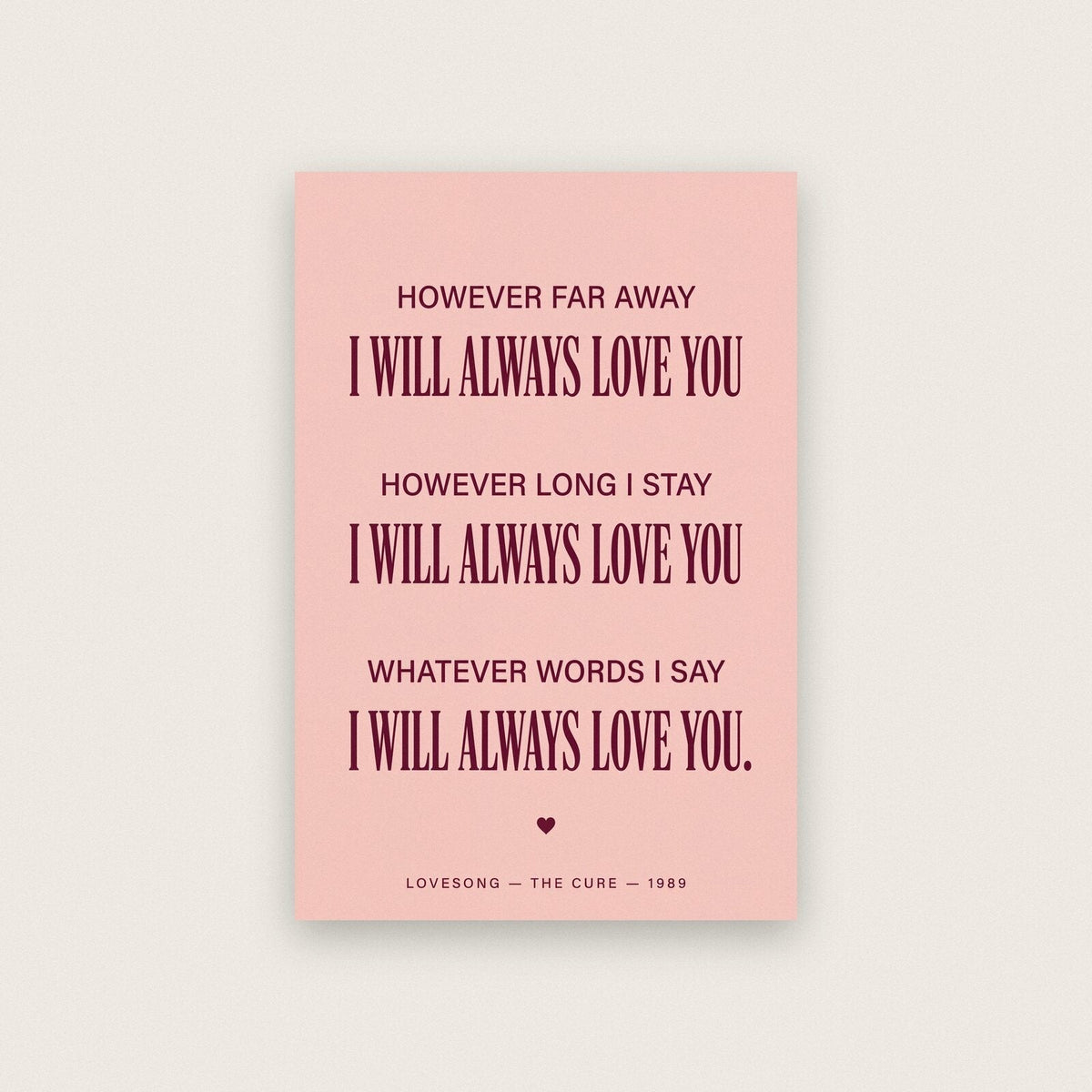 Lovesong Lyrics Print
