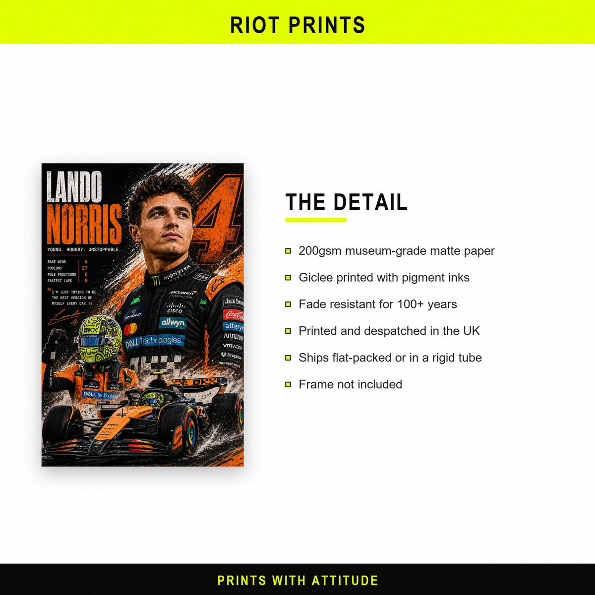 Lando Norris McLaren F1 Print paper and printing specification