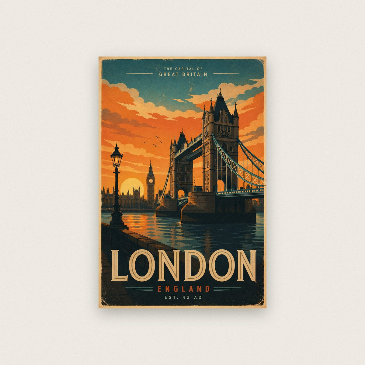 Vintage London Tower Bridge Poster