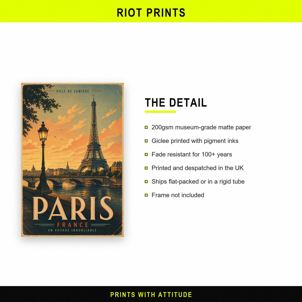 Paris Travel Poster paper and printing specification