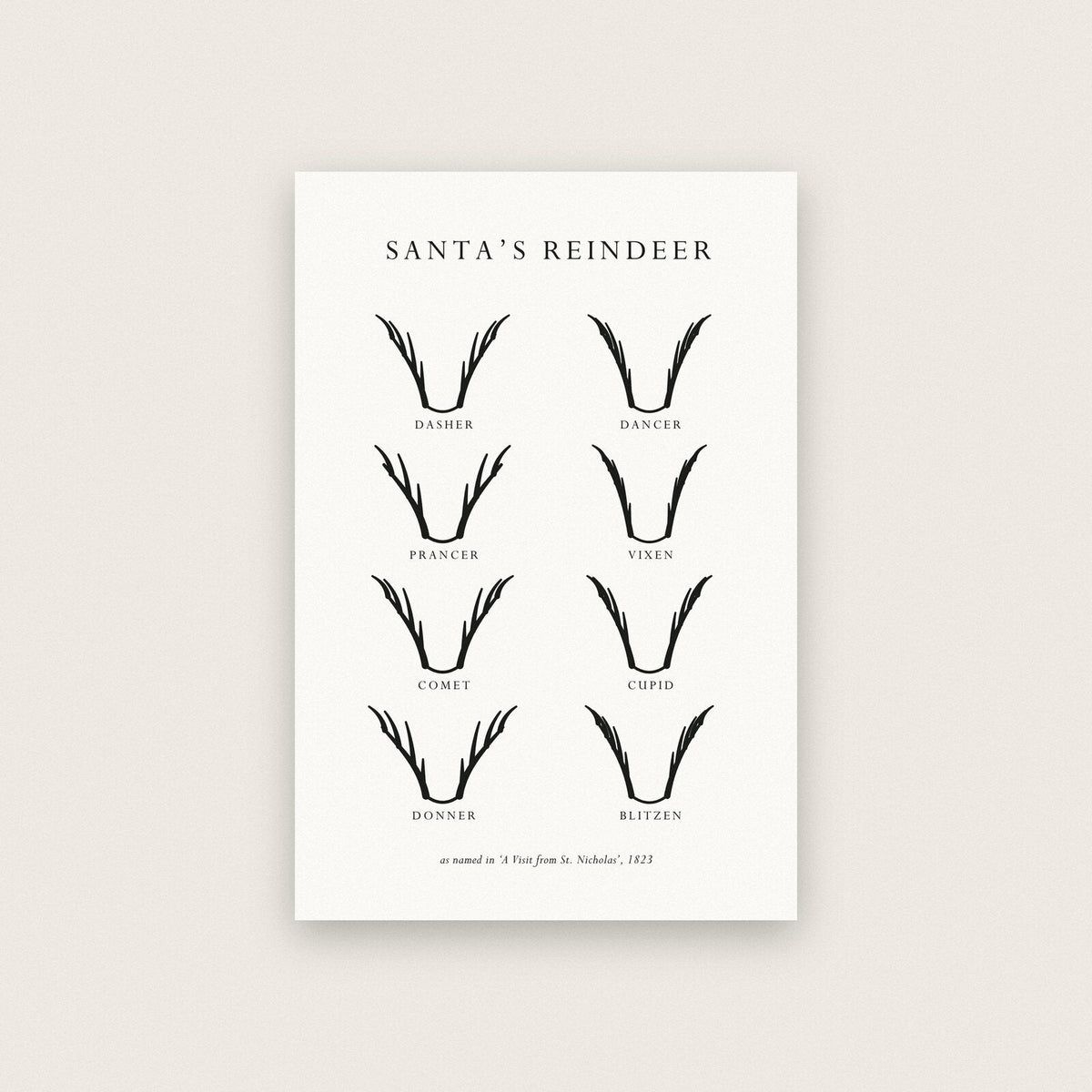Santas Reindeer Christmas Specimen Art Print