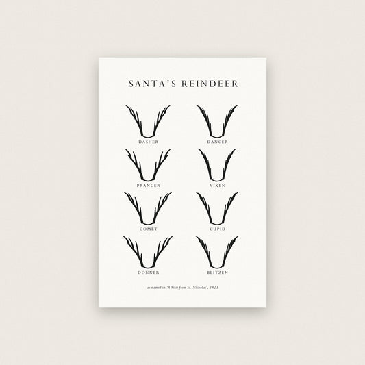 Santas Reindeer Christmas Specimen Art Print