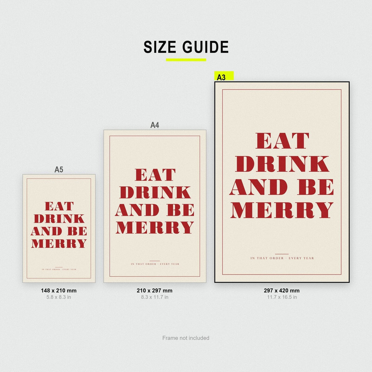 Eat Drink And Be Merry Christmas Letterpress Art Print
