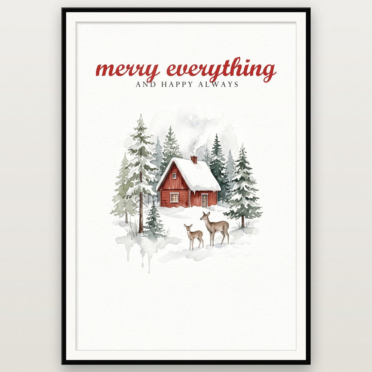 Merry Everything Watercolour Christmas Art Print