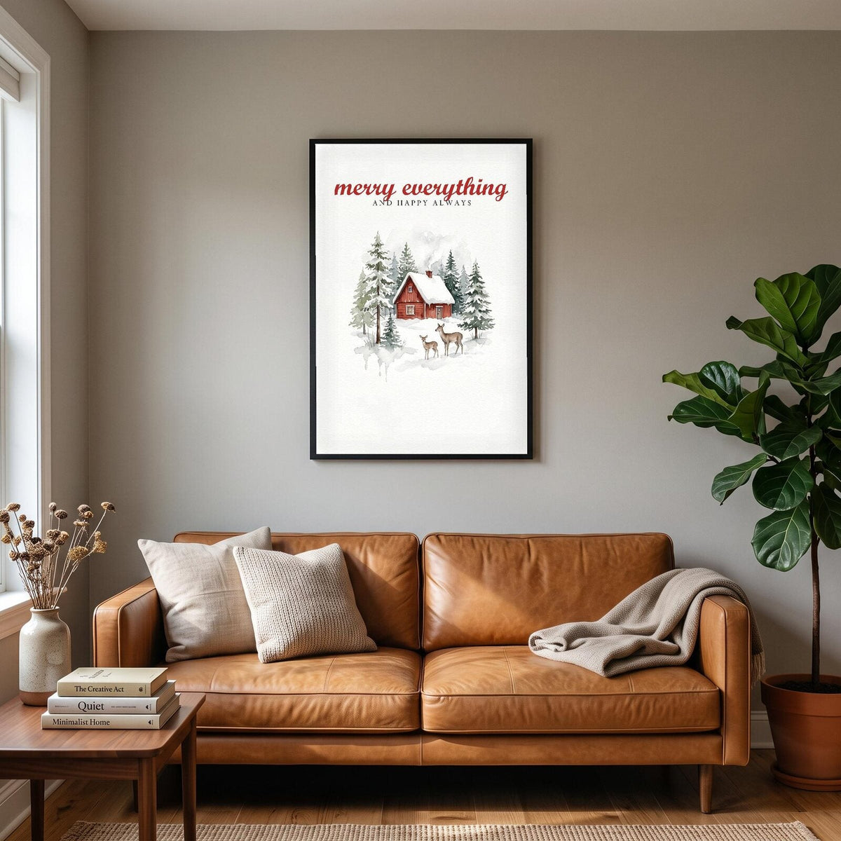 Merry Everything Watercolour Christmas Art Print
