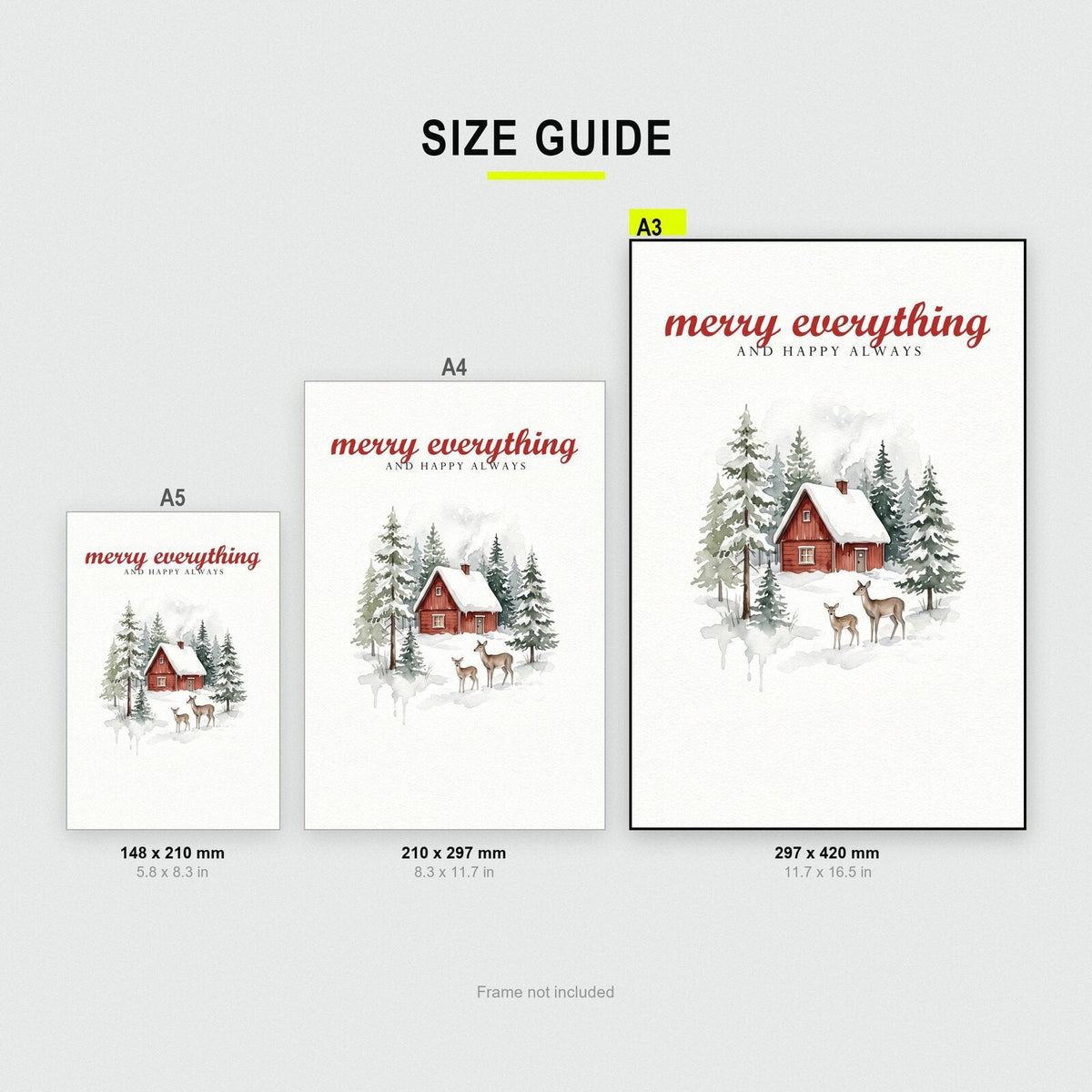 Merry Everything Watercolour Christmas Art Print