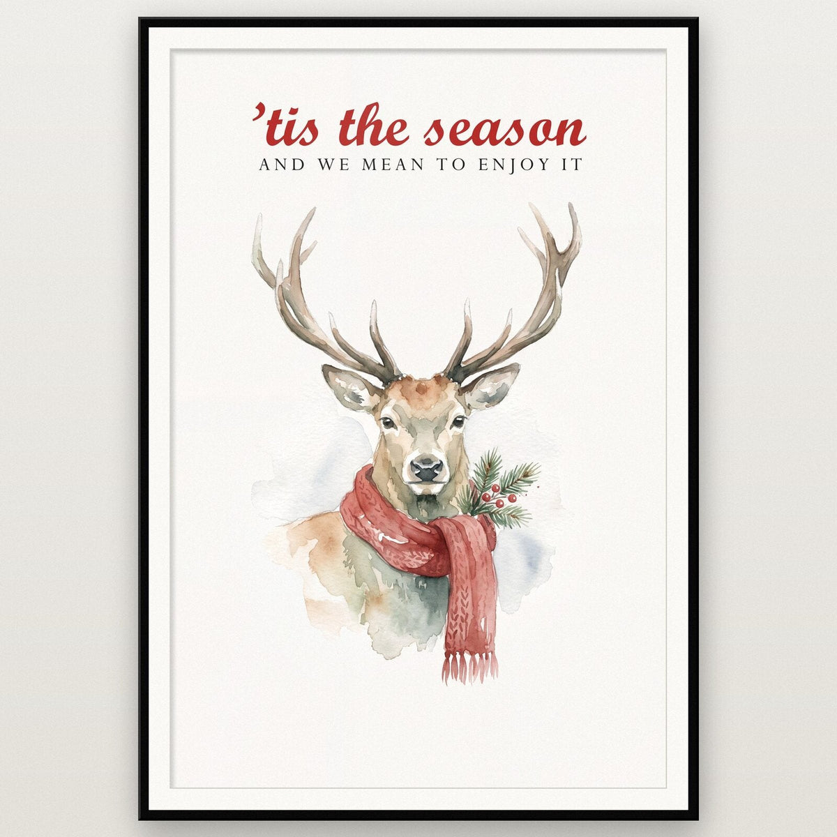 Tis The Season Watercolour Christmas Art Print