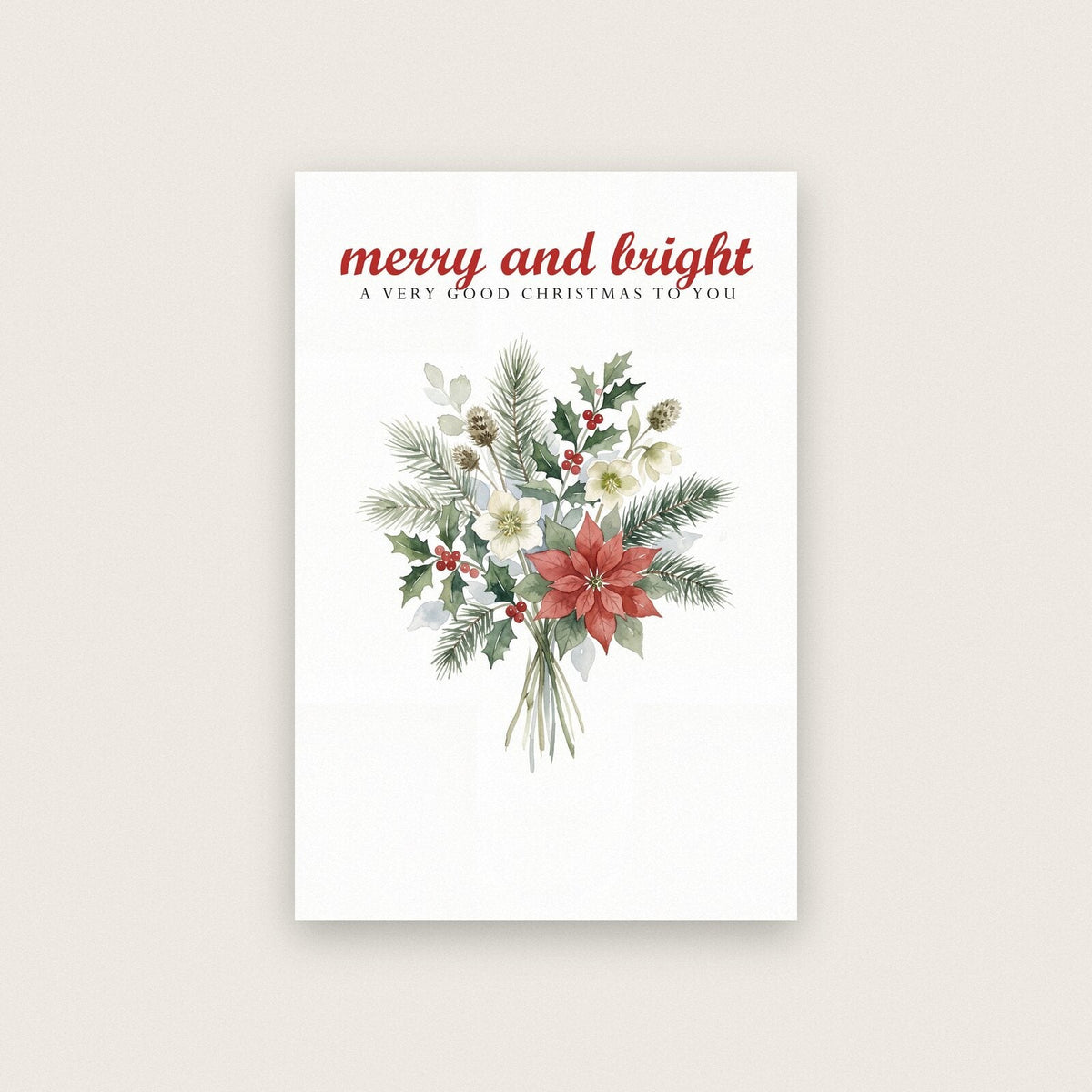 Merry And Bright Watercolour Christmas Art Print