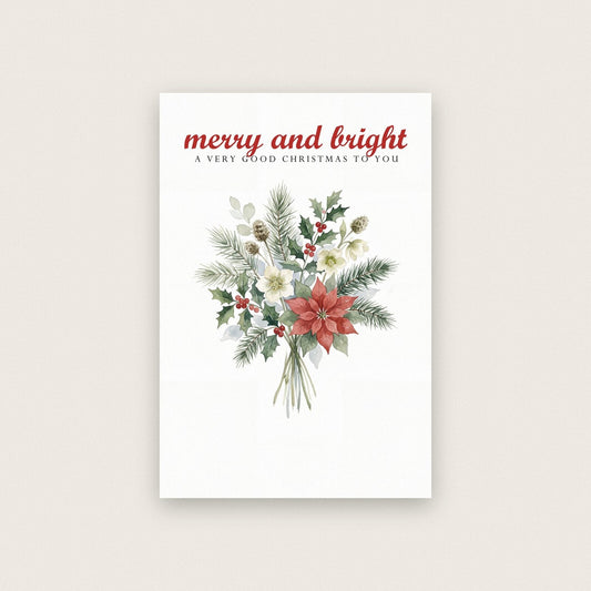 Merry And Bright Watercolour Christmas Art Print
