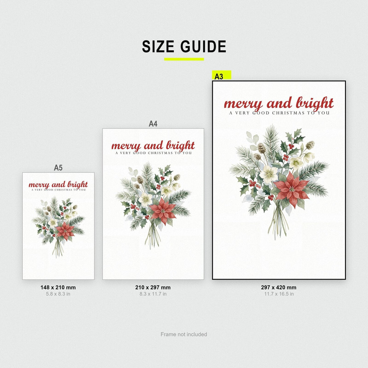 Merry And Bright Watercolour Christmas Art Print