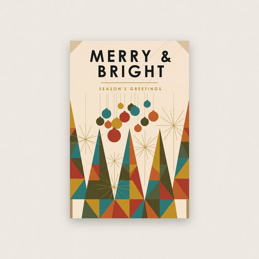 Merry And Bright Mid Century Christmas Art Print