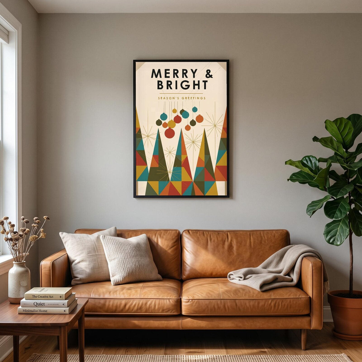 Merry And Bright Mid Century Christmas Art Print