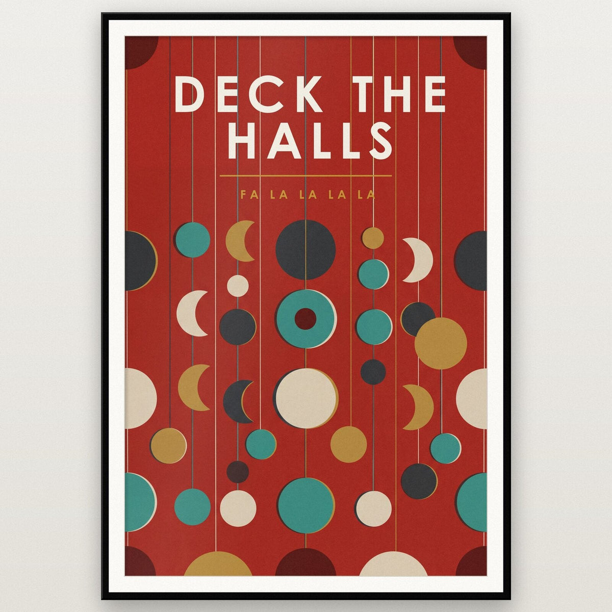 Deck The Halls Mid Century Christmas Art Print