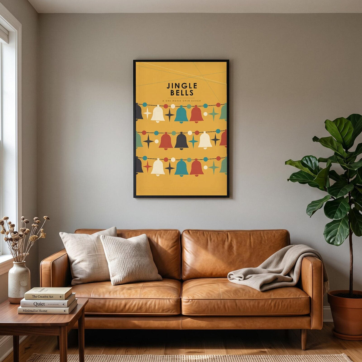 Jingle Bells Mid Century Christmas Art Print