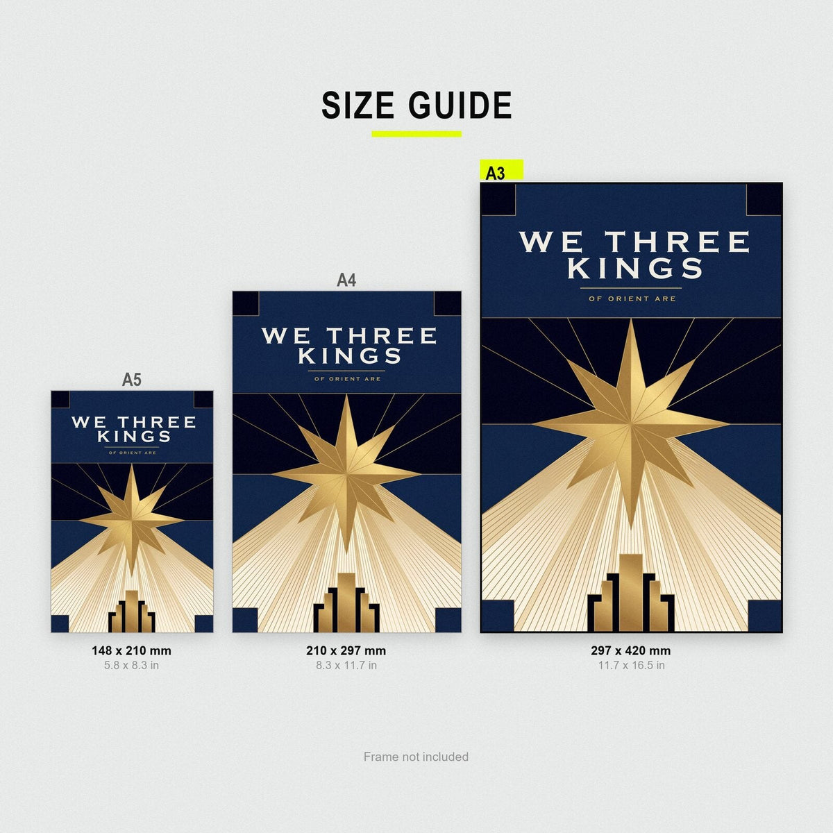 We Three Kings Art Deco Christmas Art Print