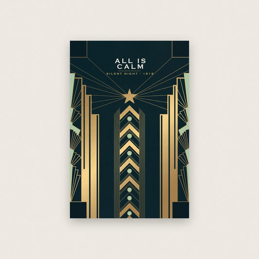 All Is Calm Art Deco Christmas Art Print