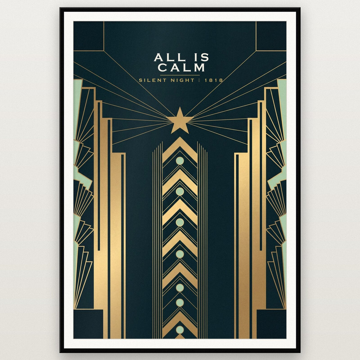 All Is Calm Art Deco Christmas Art Print