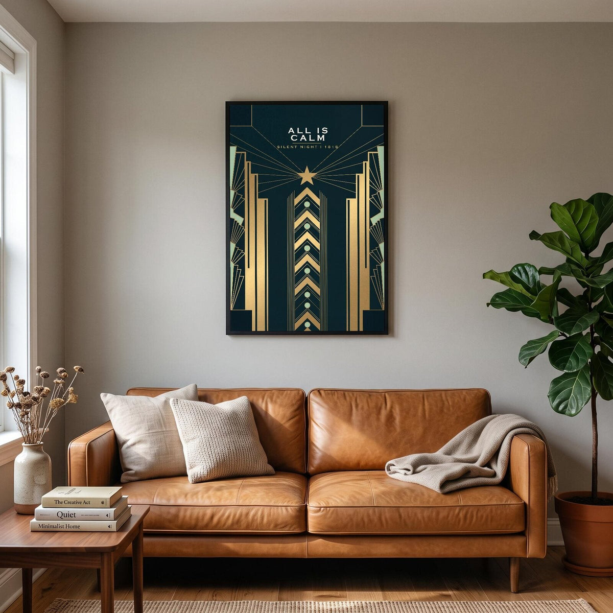 All Is Calm Art Deco Christmas Art Print