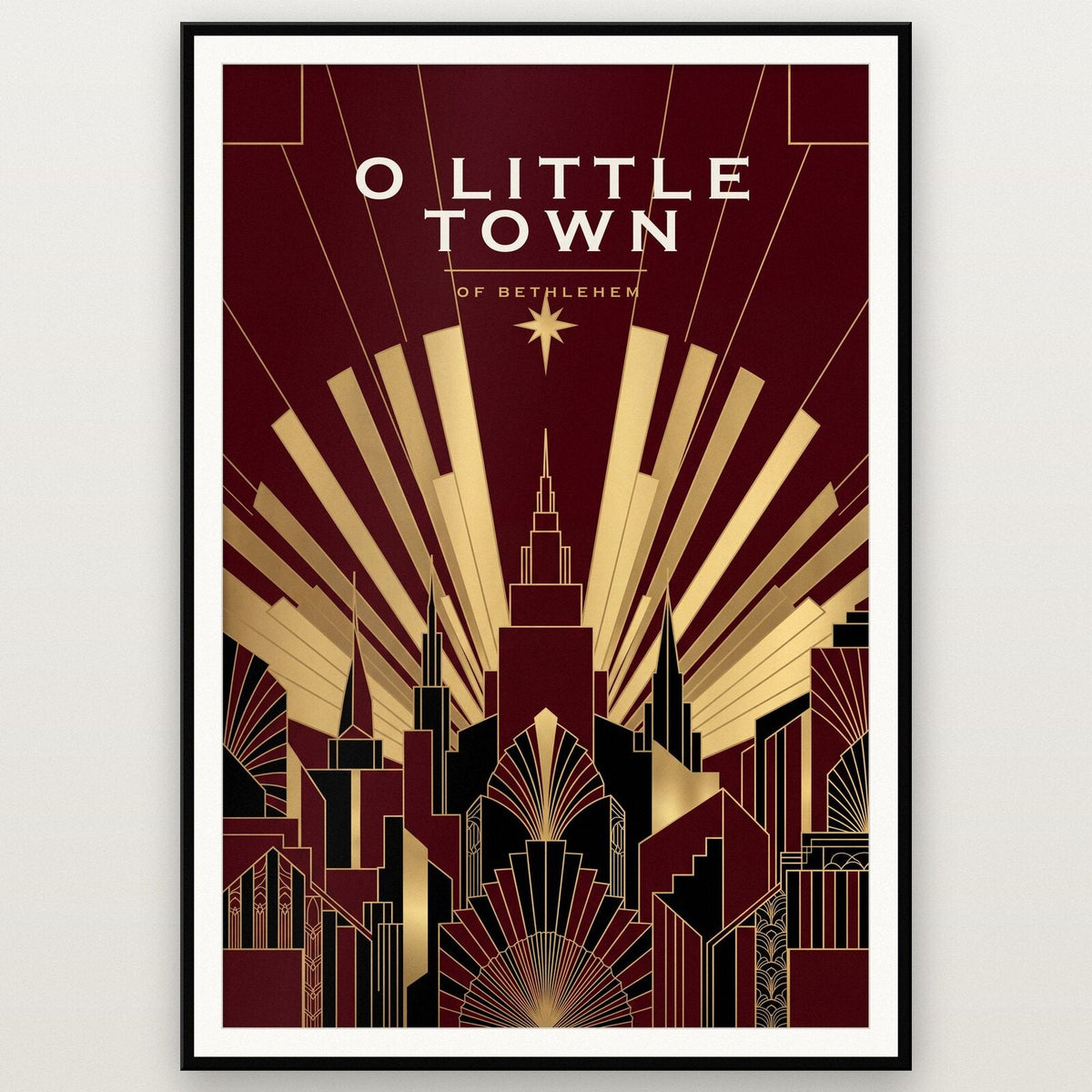 O Little Town Art Deco Christmas Art Print