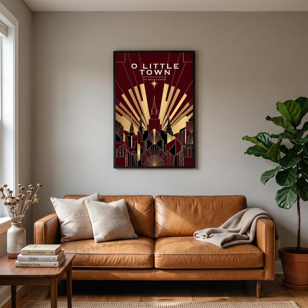 O Little Town Art Deco Christmas Art Print