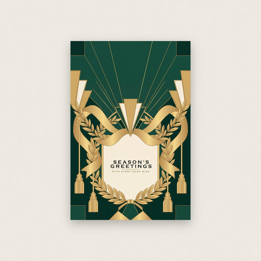 Seasons Greetings Art Deco Christmas Art Print