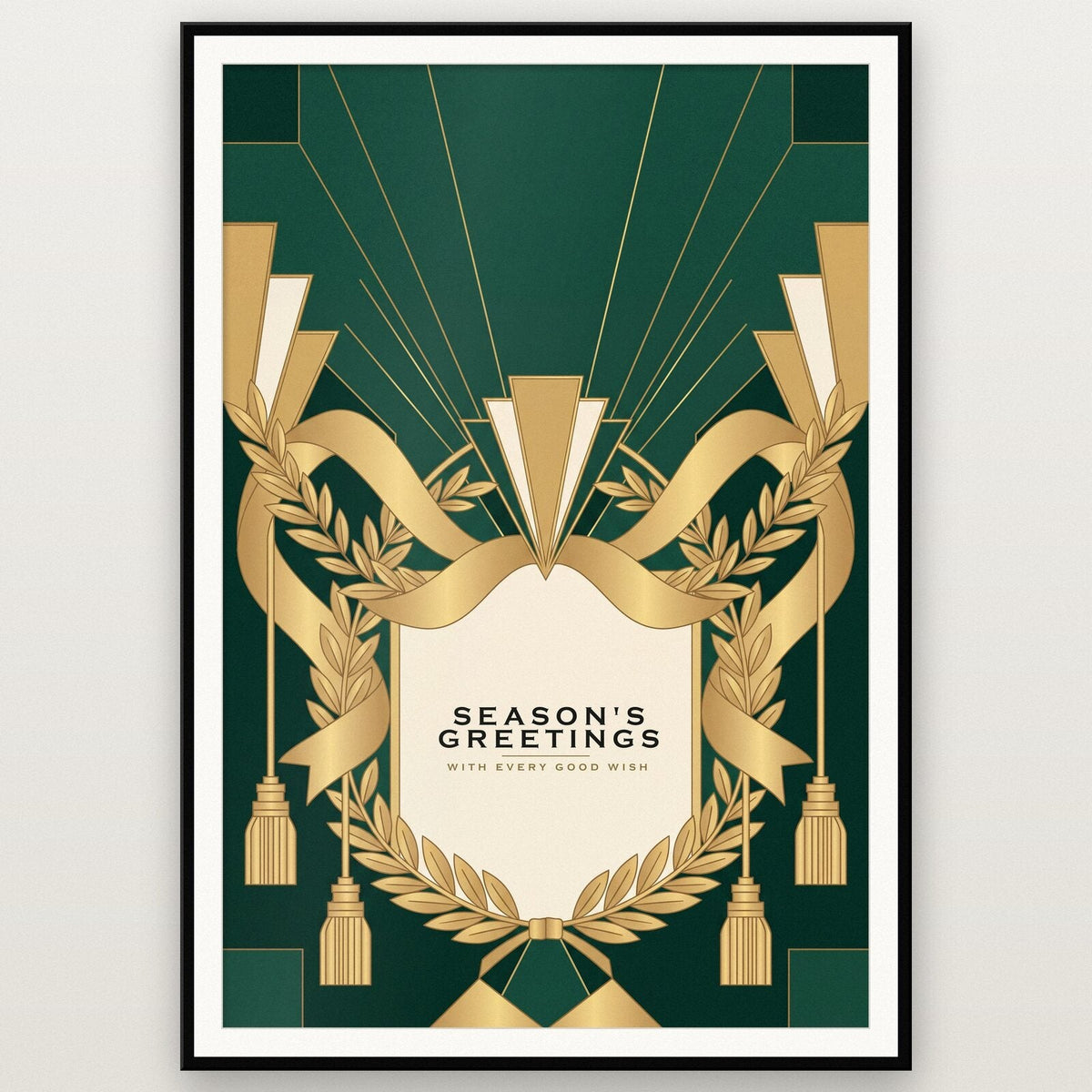 Seasons Greetings Art Deco Christmas Art Print