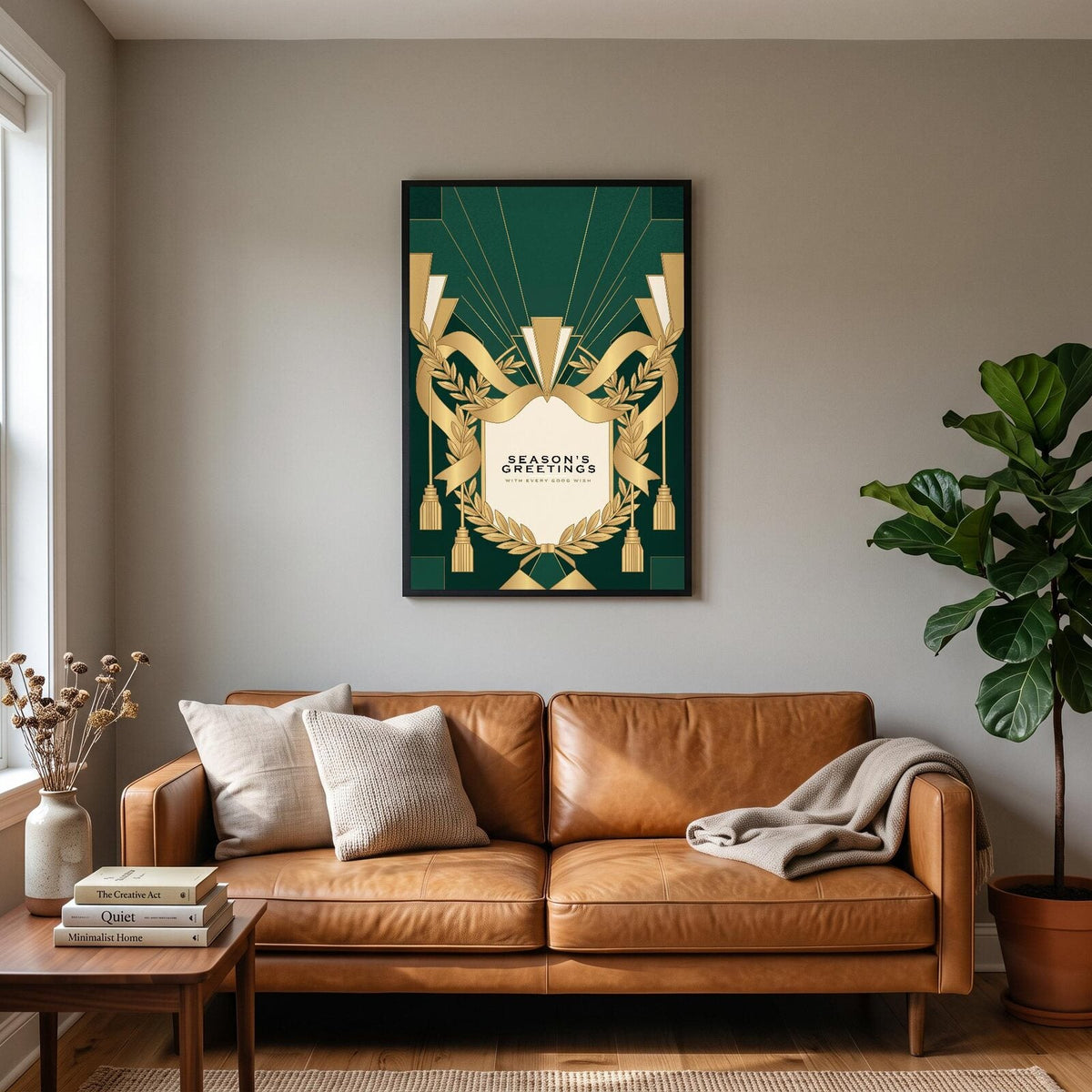 Seasons Greetings Art Deco Christmas Art Print