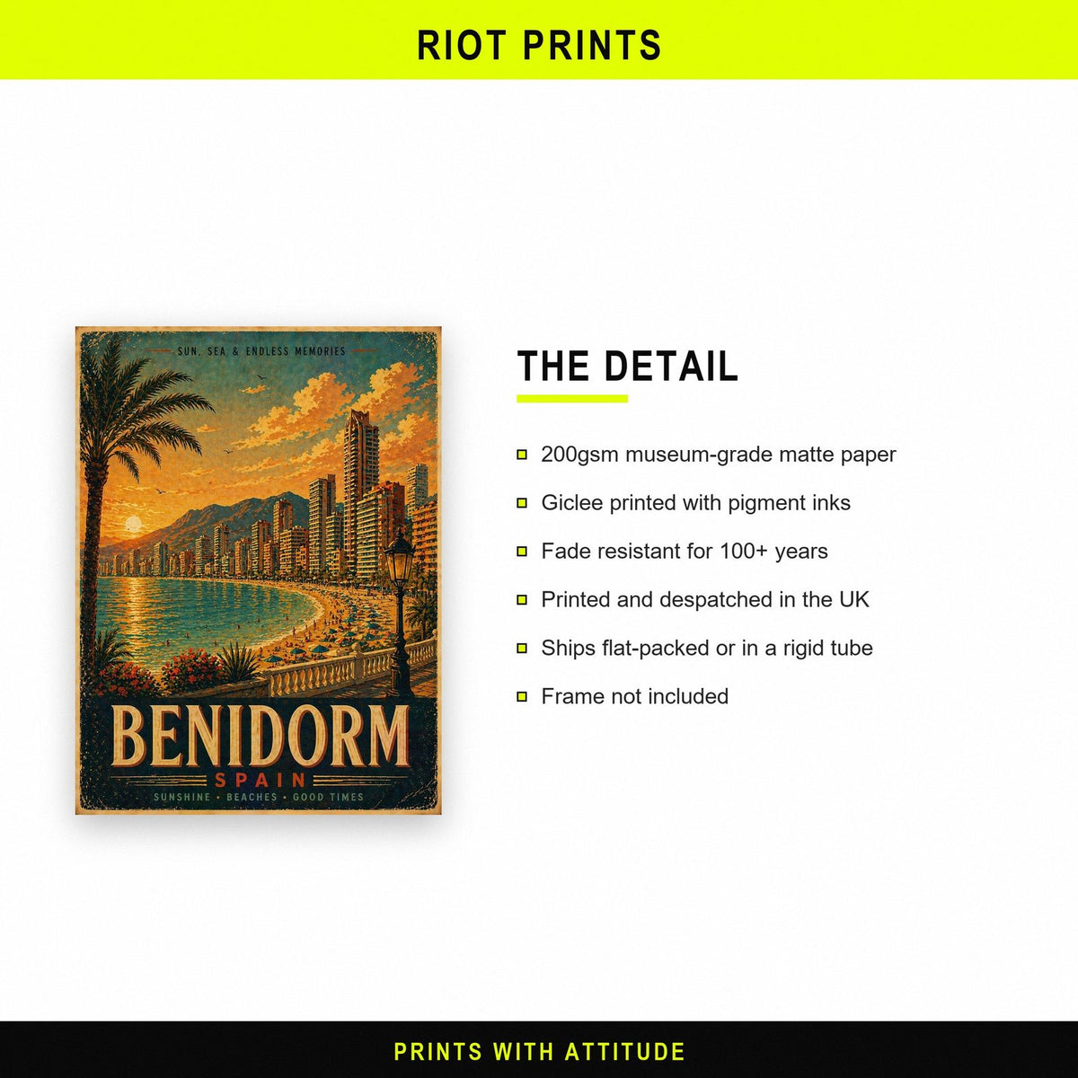 Benidorm Travel Poster paper and printing specification