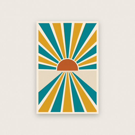 Rays Solar Retro Abstract Art Print
