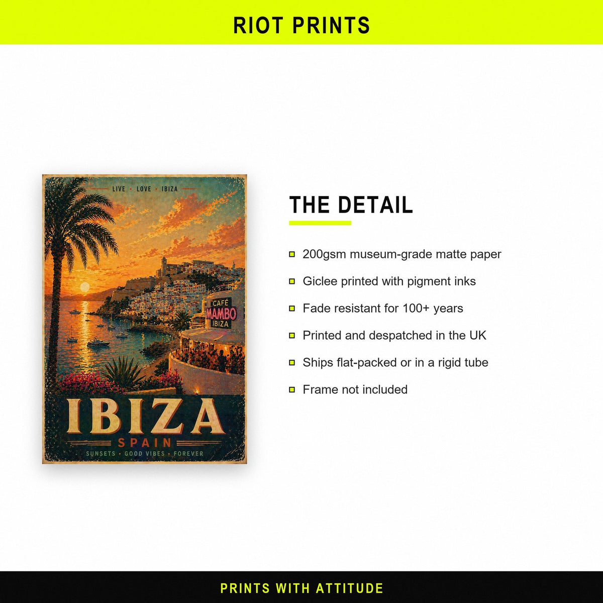 Ibiza Travel Poster paper and printing specification