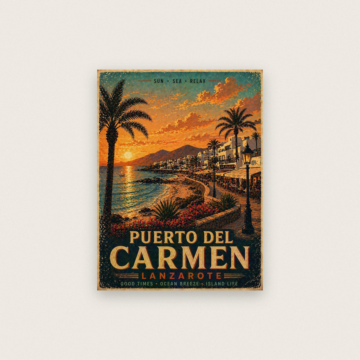 Puerto del Carmen Lanzarote Travel Poster