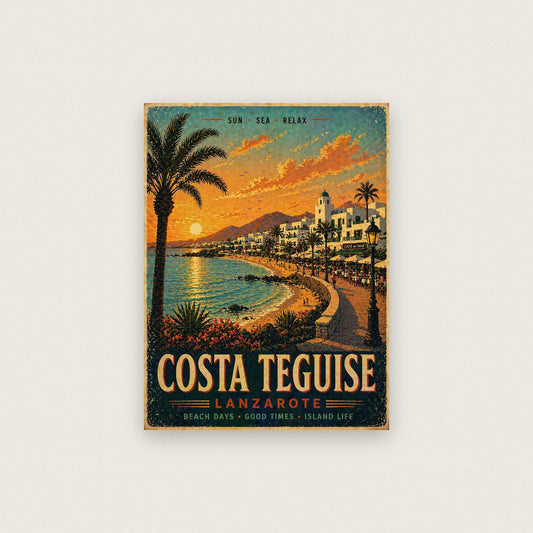 Costa Teguise Lanzarote Vintage Travel Poster
