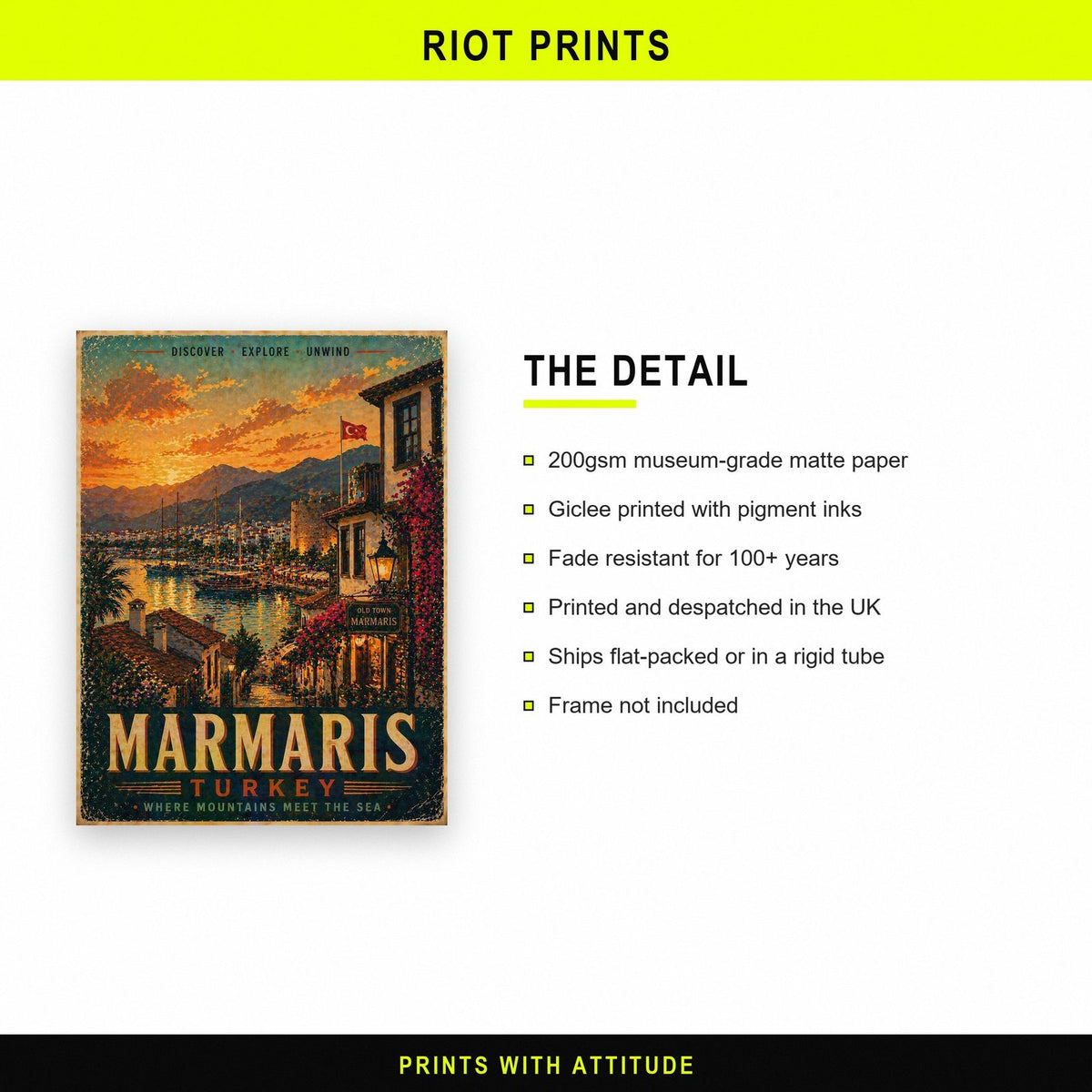 Marmaris Travel Poster paper and printing specification