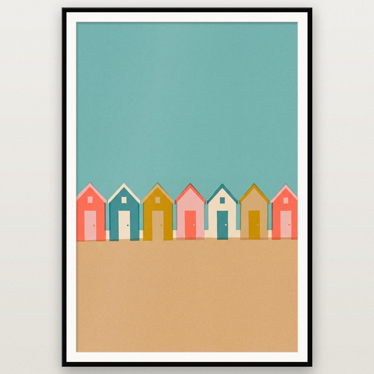 Beach Huts Tide Coastal Art Print