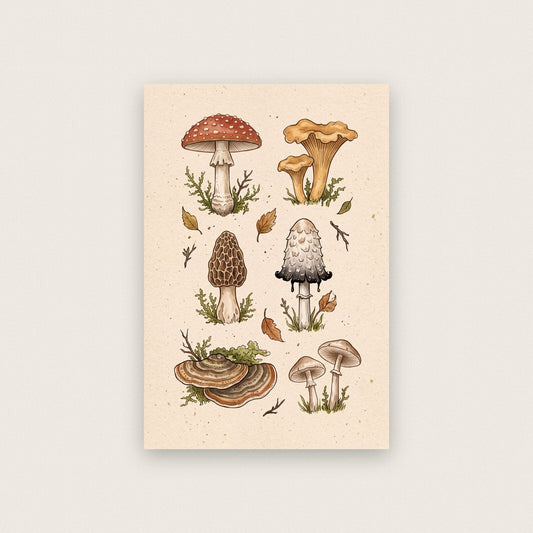 Forest Plate Fungi Mushroom Art Print