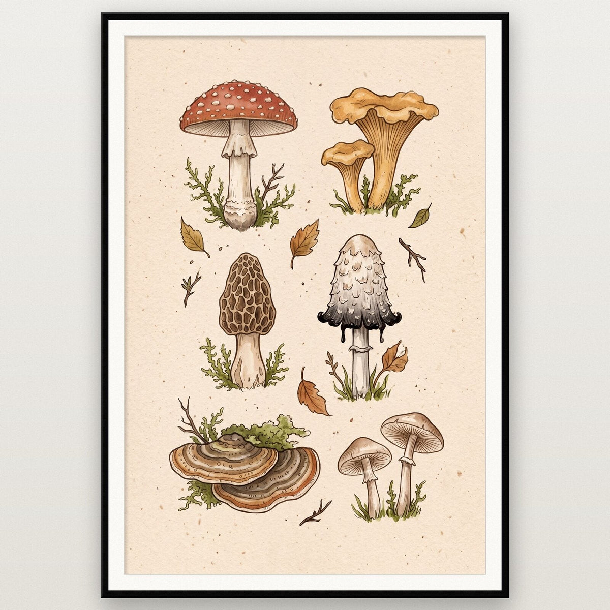 Forest Plate Fungi Mushroom Art Print