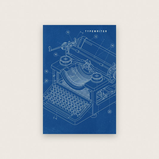 Typewriter Blueprint Patent Art Print