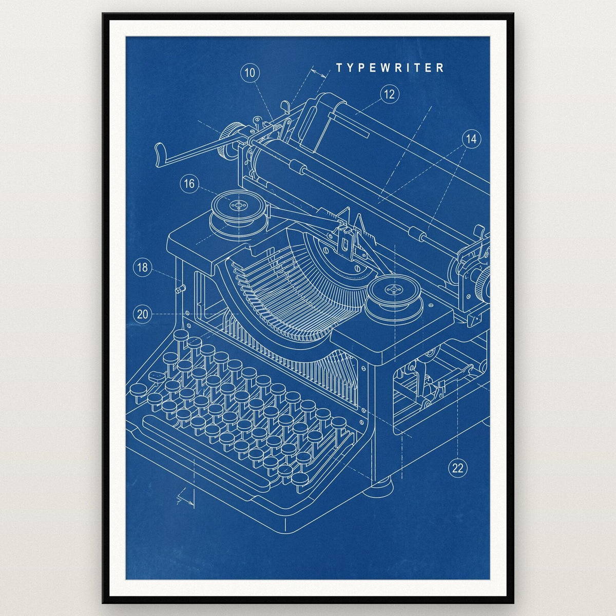 Typewriter Blueprint Patent Art Print