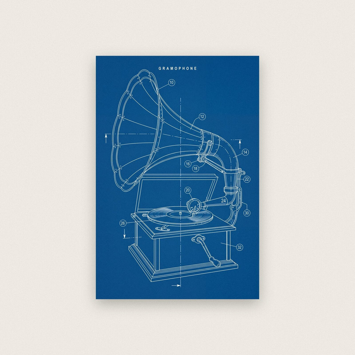 Gramophone Blueprint Patent Art Print