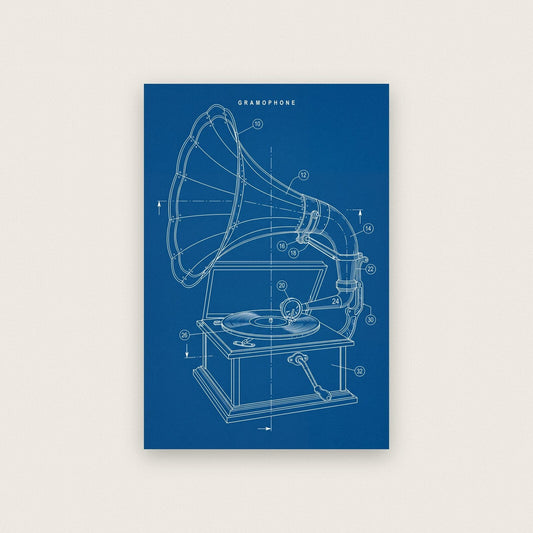 Gramophone Blueprint Patent Art Print