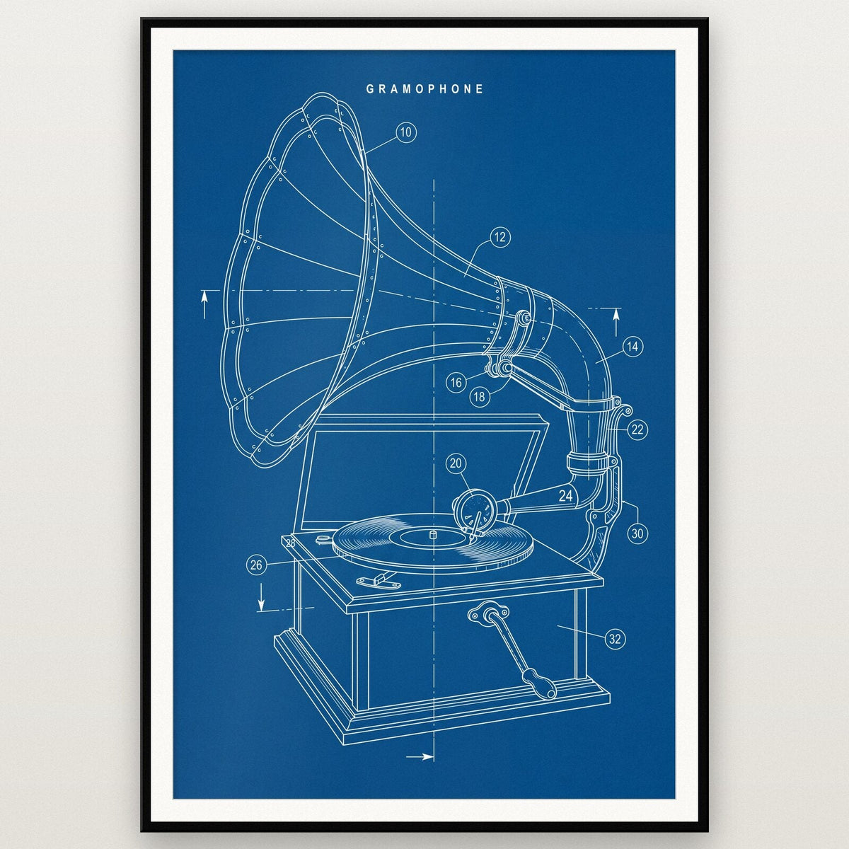 Gramophone Blueprint Patent Art Print