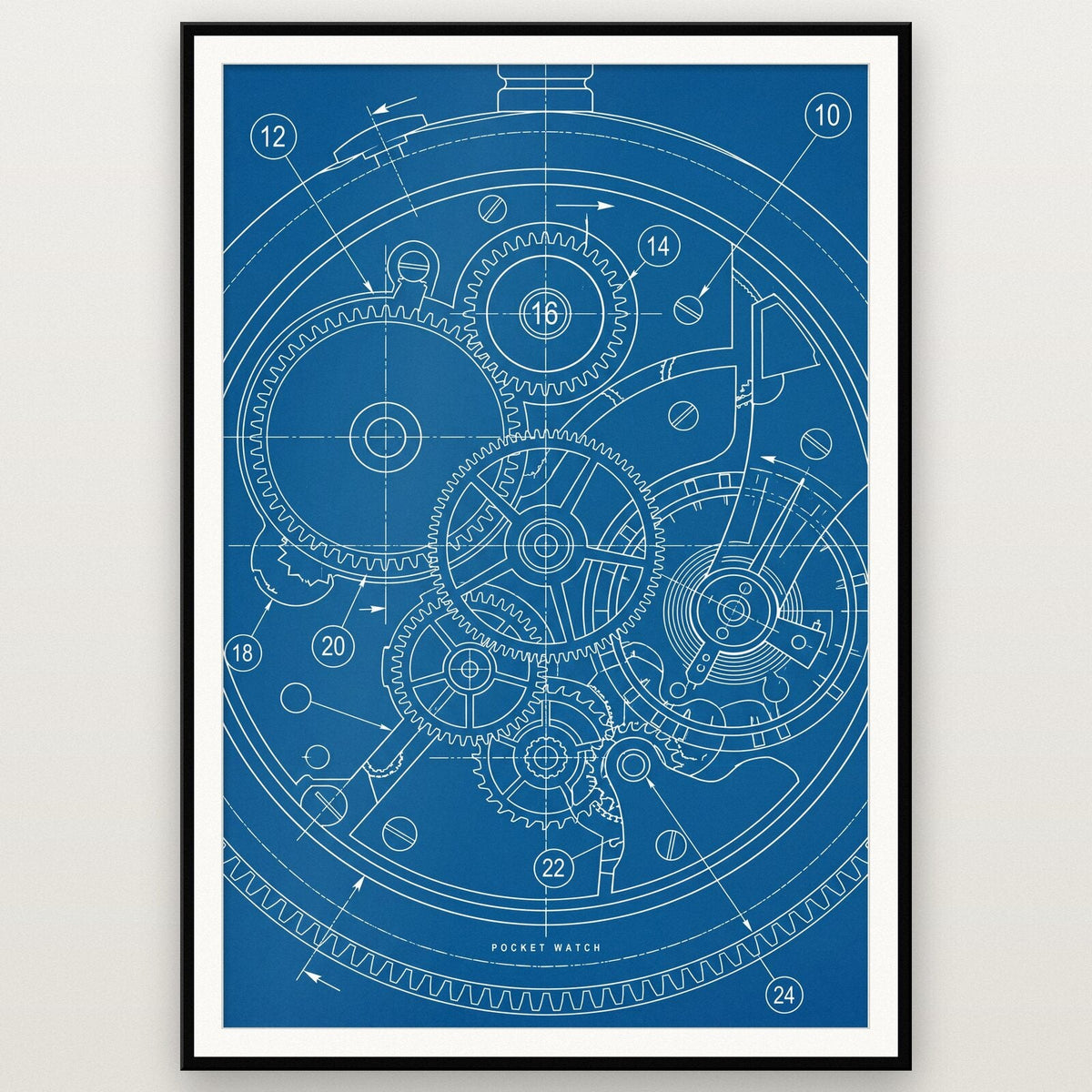 Pocket Watch Blueprint Patent Art Print