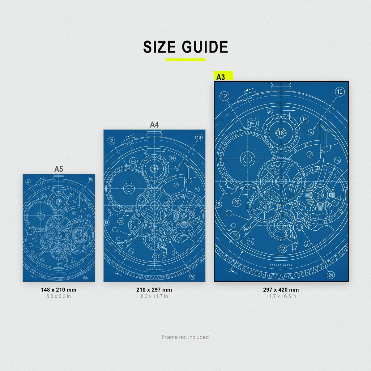 Pocket Watch Blueprint Patent Art Print