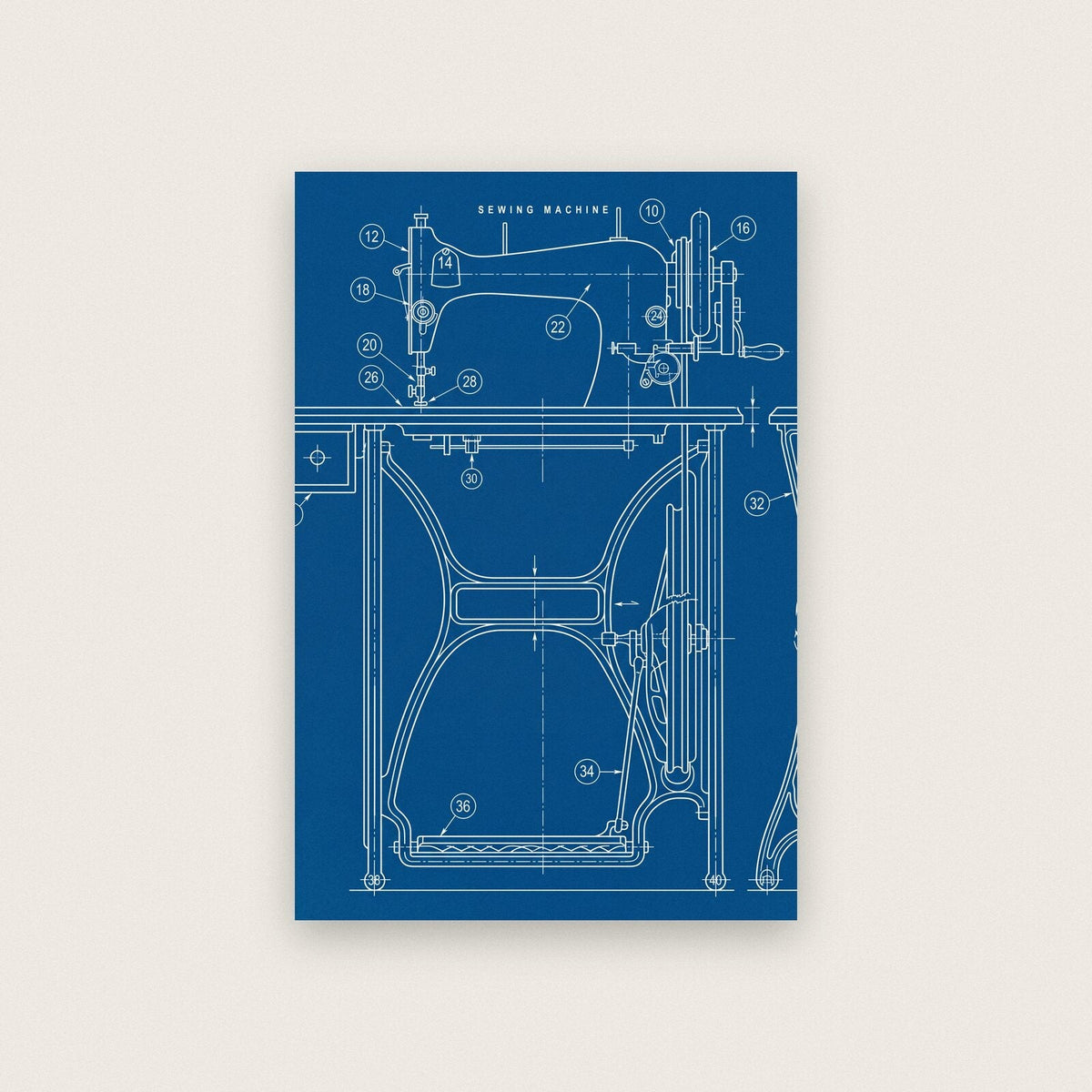 Sewing Machine Blueprint Patent Art Print