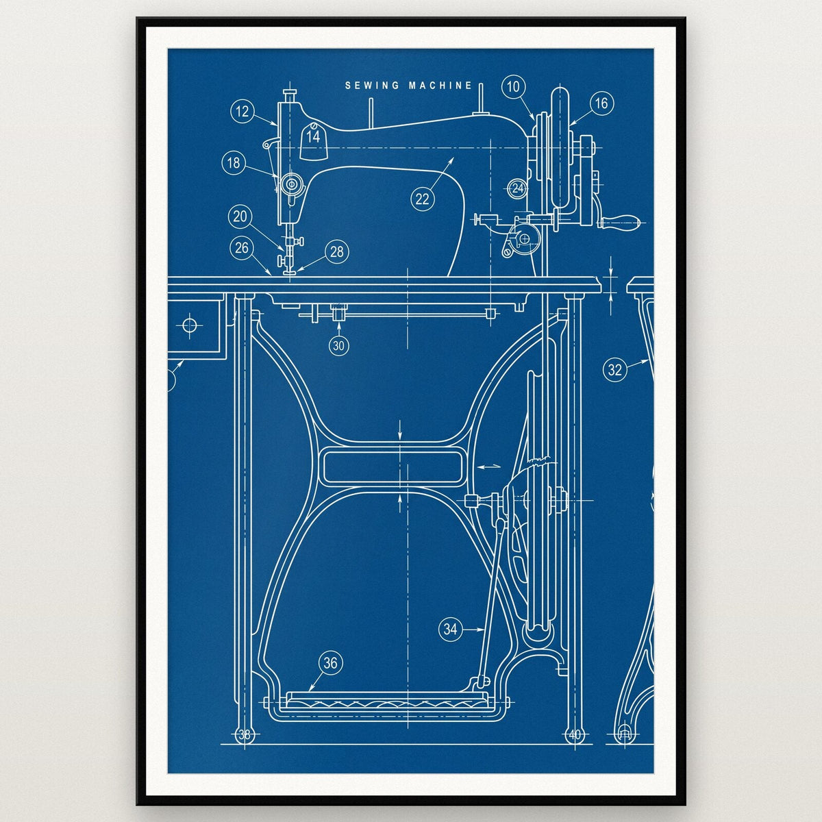 Sewing Machine Blueprint Patent Art Print