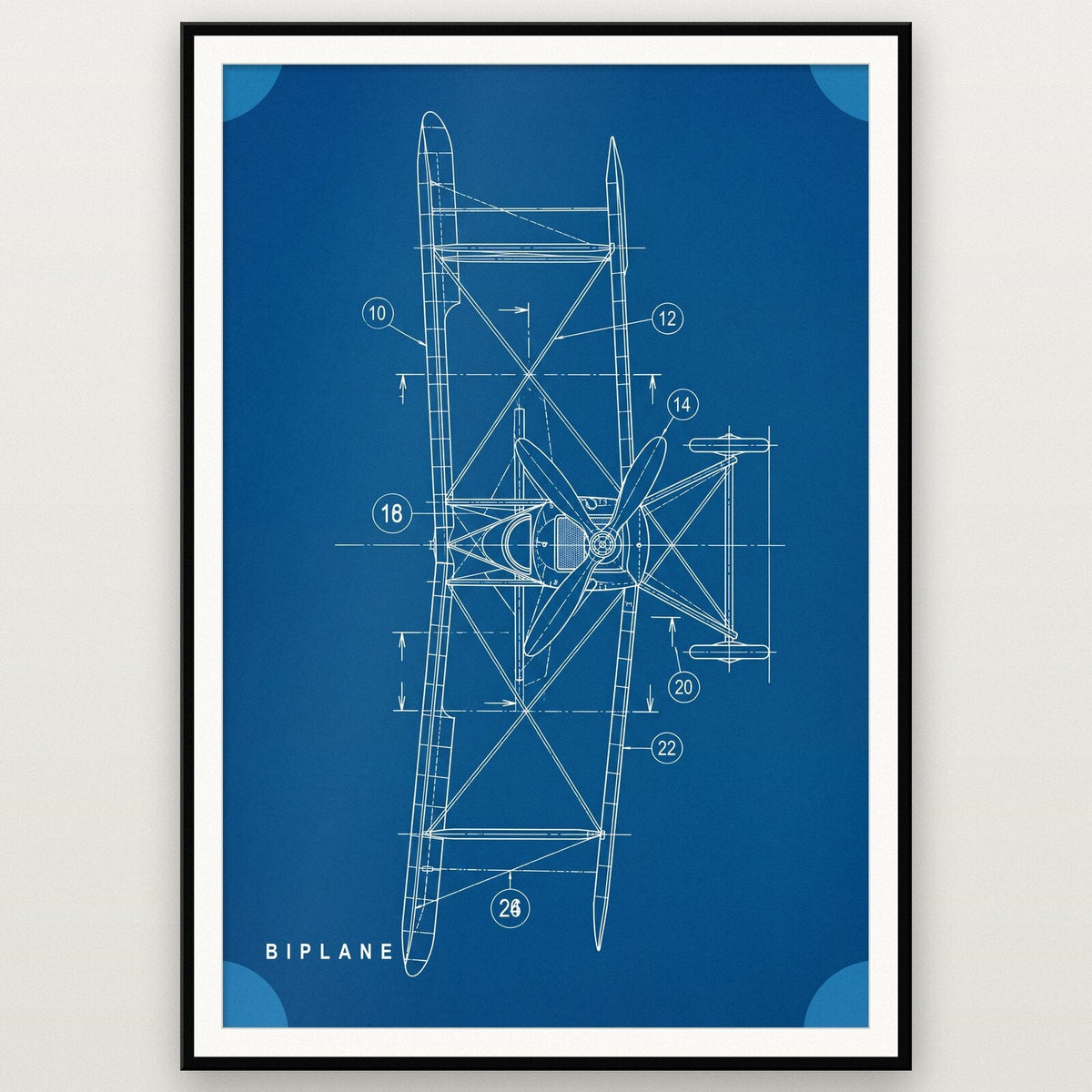 Biplane Blueprint Patent Art Print