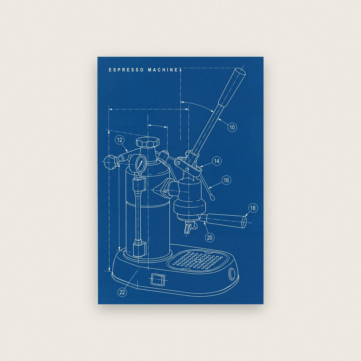 Espresso Machine Blueprint Patent Art Print